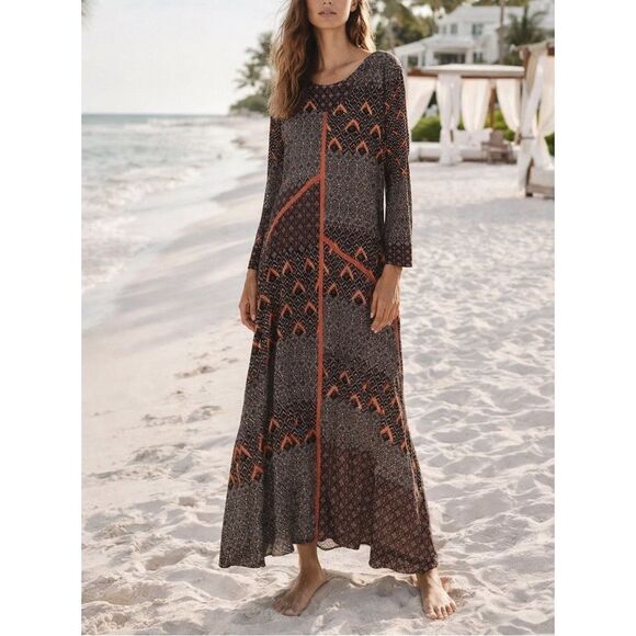 Soft Surroundings Dresses & Skirts - Soft Surroundings Mercado Long Sleeve Sequin Embroidered Boho Dress Sz PXL